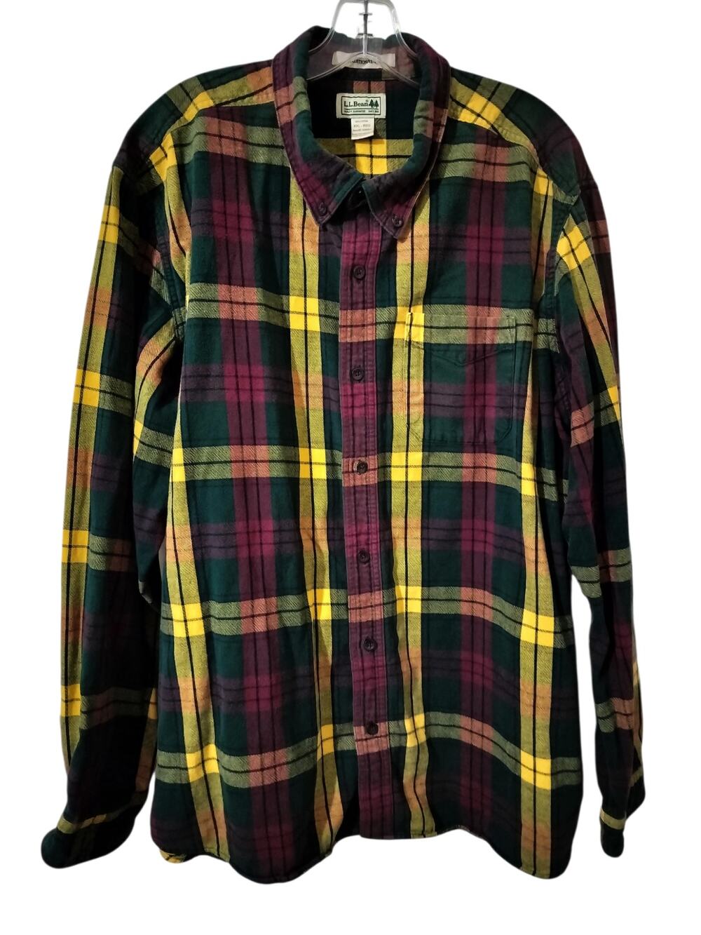 M1296) Vintage L.L. Bean Men Traditional Fit Scotch Plaid Flannel Shirt XXL